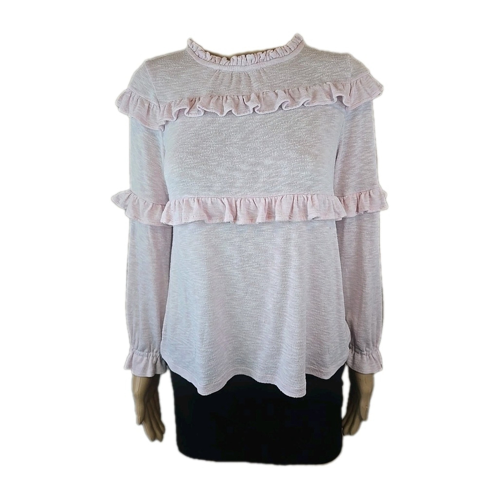 Crewcuts by J. Crew Girl's Pink Ruffle Knit Long Sleeve Sweater Size 14